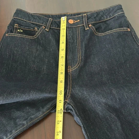 Armani Exchange Hi Waist Cuff Straight Ankle Dark Wash Jeans Women size 27 - Picture 16 of 17